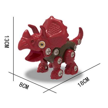Конструктор Junfa Динозавр красный в яйце в наборе с отверткой