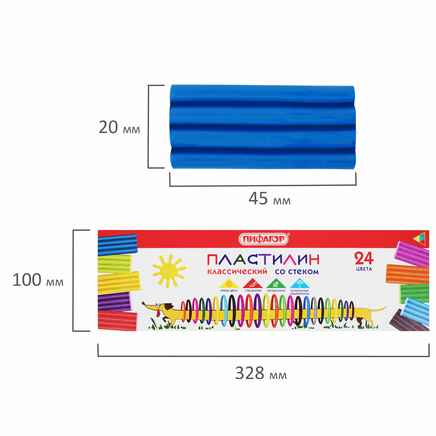 Пластилин Пифагор классический для детей 24 цвета - фото 4