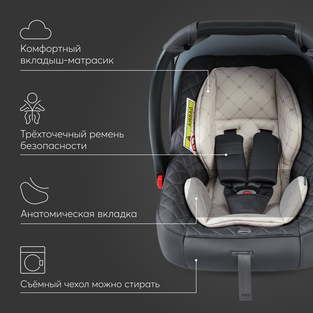 Автолюлька 0+ (до 13кг) Happy Baby Skyler V2 с капюшоном и ручкой для переноски - фото 8