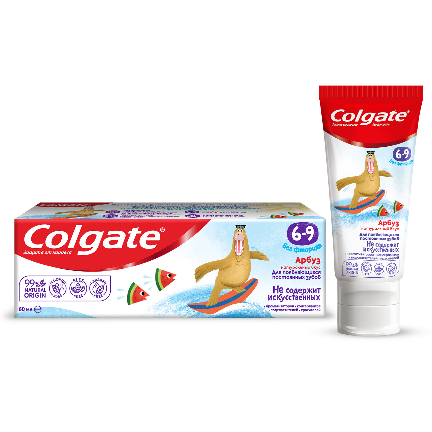 Зубная паста Colgate без фторида Арбуз 6-9лет 60мл - фото 3