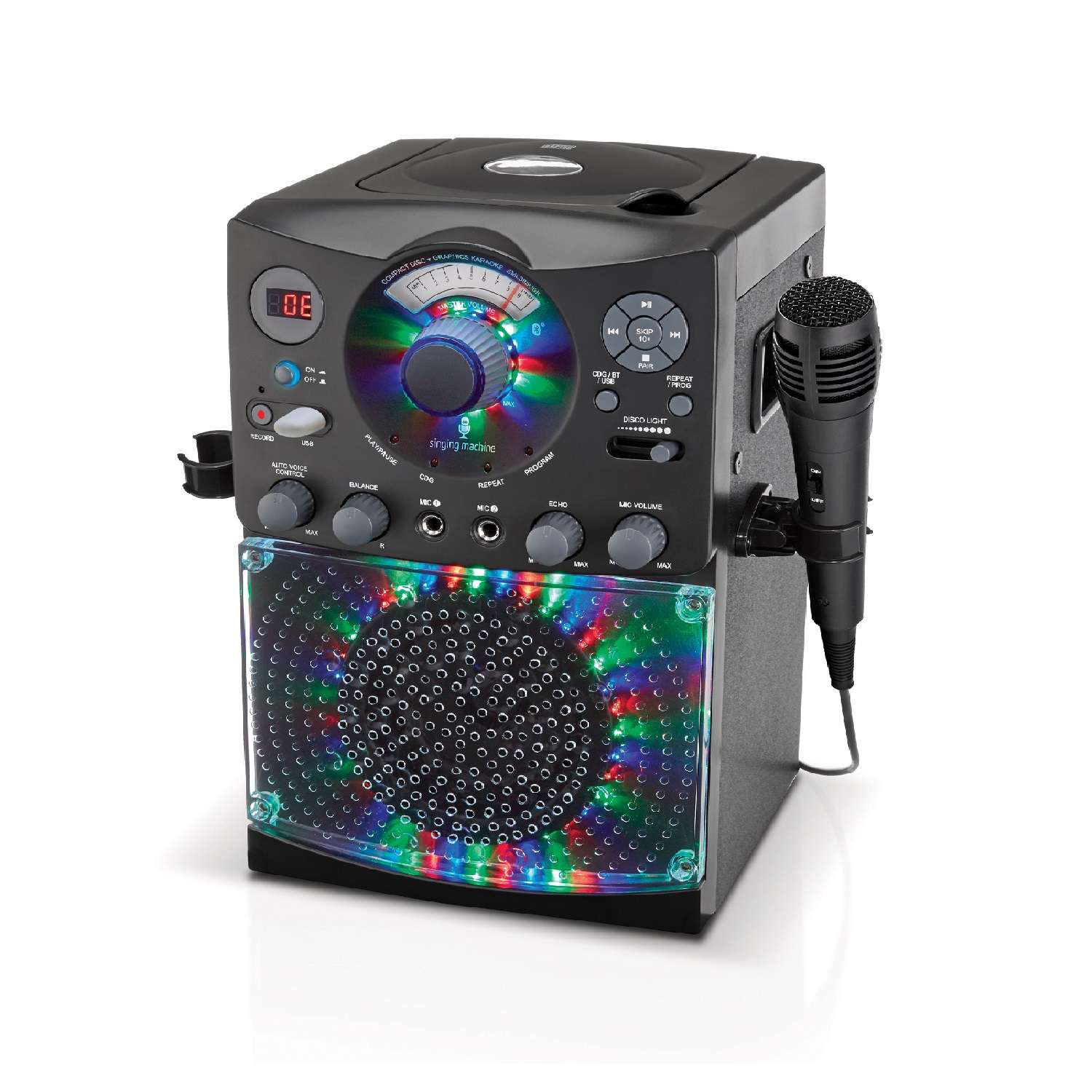 Караоке система Singing Machine с LED Disco подсветкой черный Bluetooth CD+G USB - фото 3