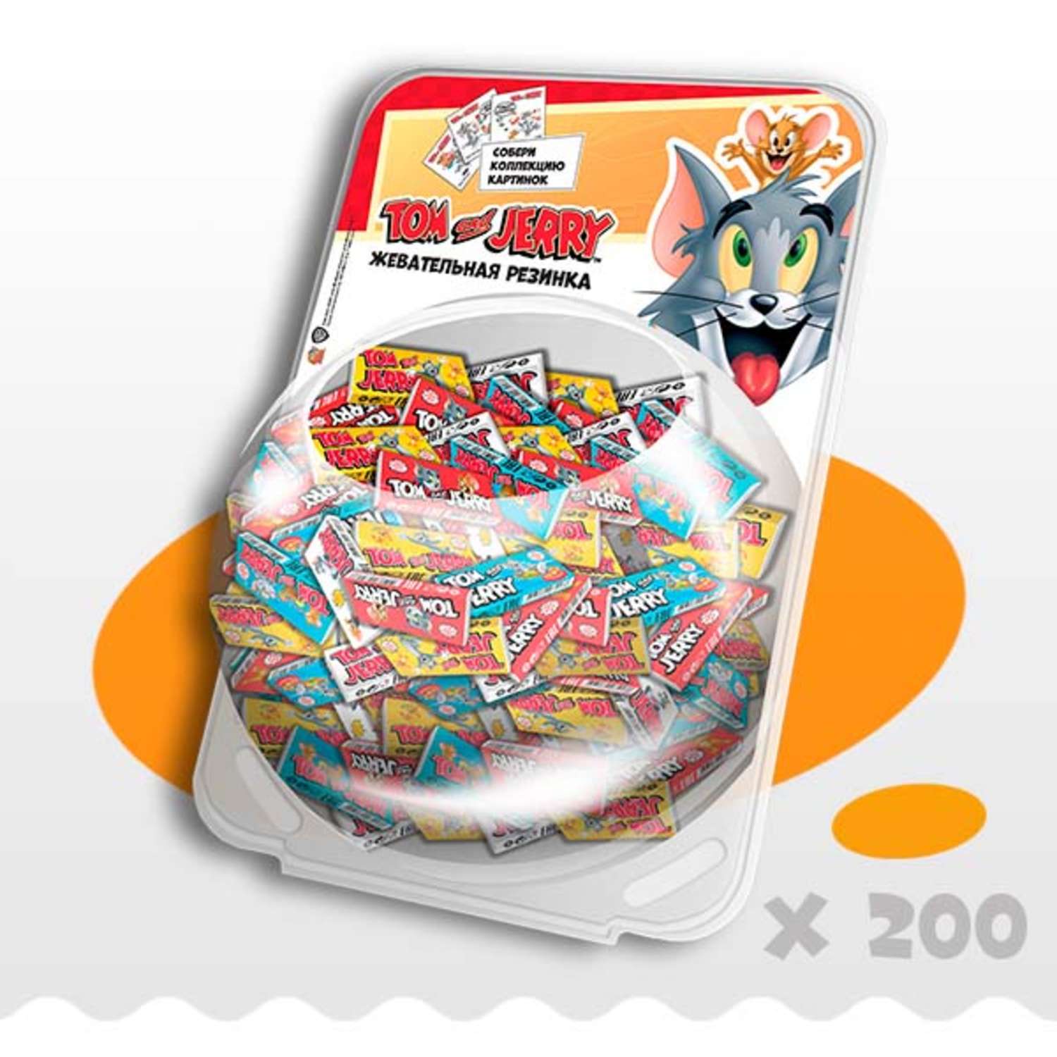 Жевательная резинка Tom and Jerry (WB) набор подарочный ассорти микс вкусов 200шт - фото 1