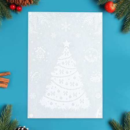 Набор наклеек новогодних Sima-Land «Ёлка белая» вырубная 40 х 30 см