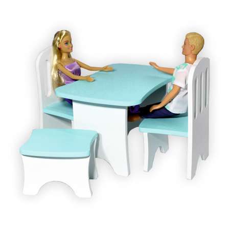 Набор деревянной мебели ViromToys для кукол голубой