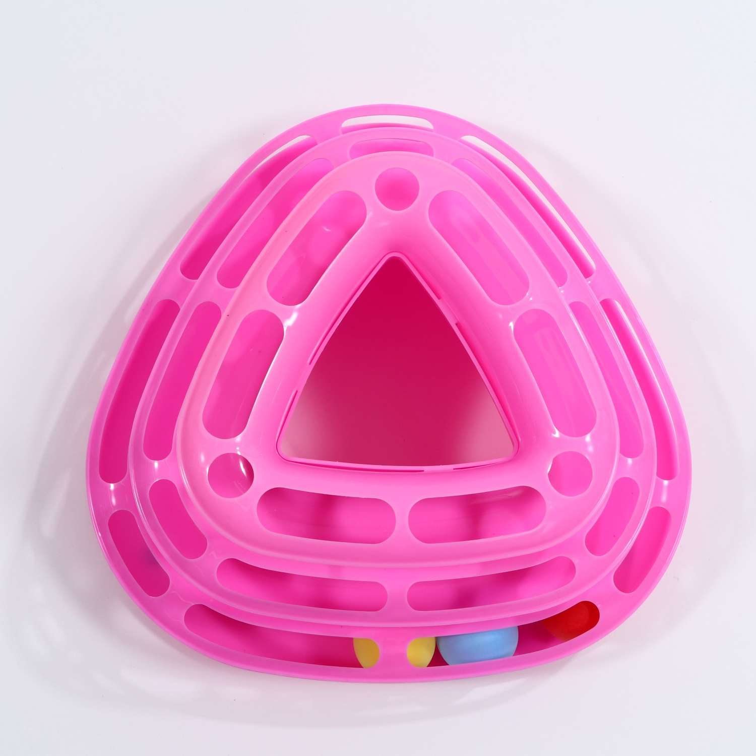 Игровой Пижон комплекс для кошек трехуровневый с шариками. розовый - фото 2