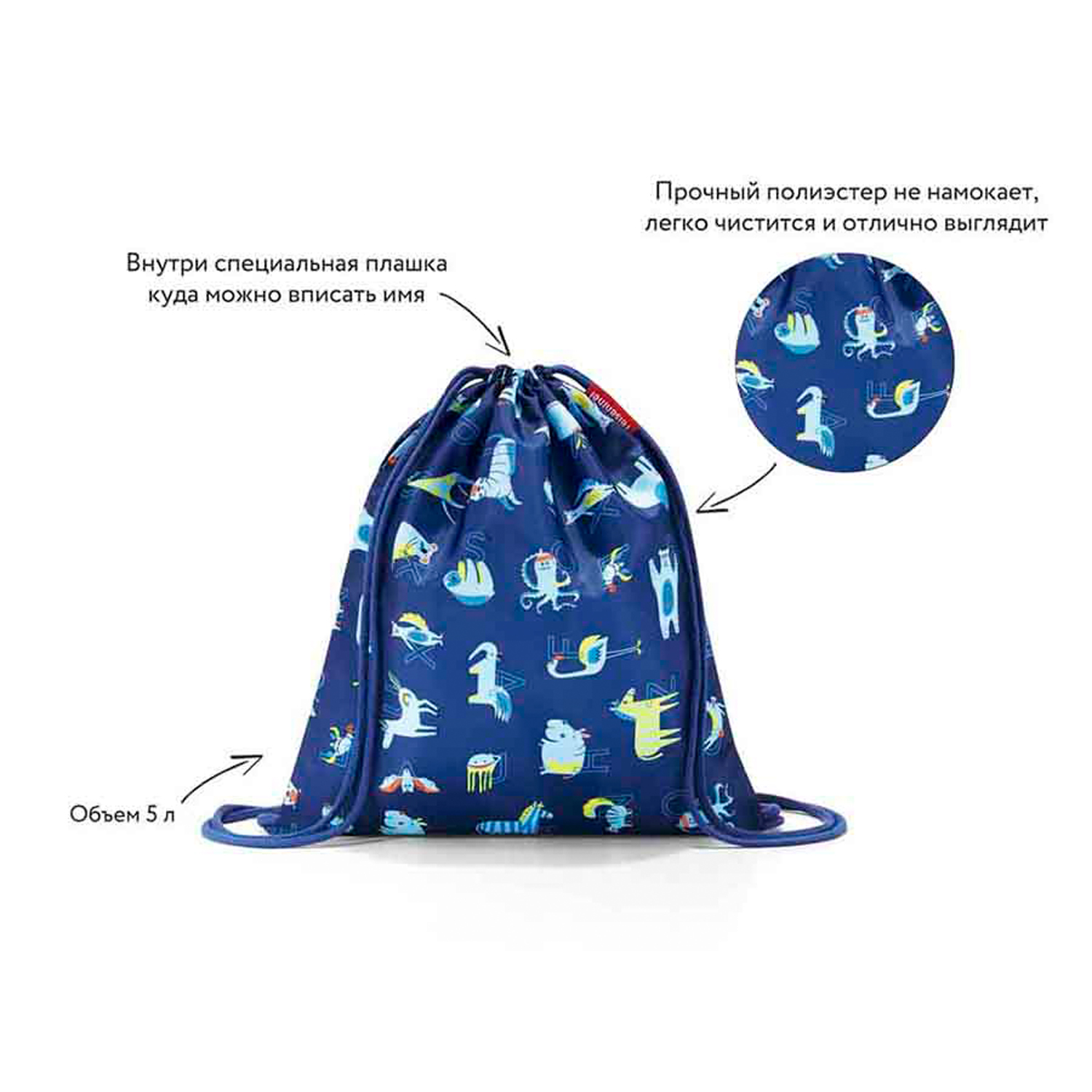 Мешок детский Reisenthel Mysac abc friends blue - фото 4