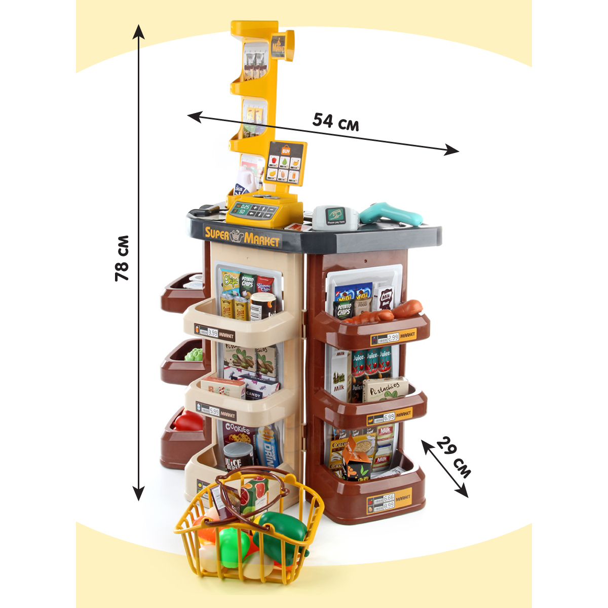 Супермаркет Veld Co витрина с корзиной и касса детская купить по цене 4535  ₽ в интернет-магазине Детский мир