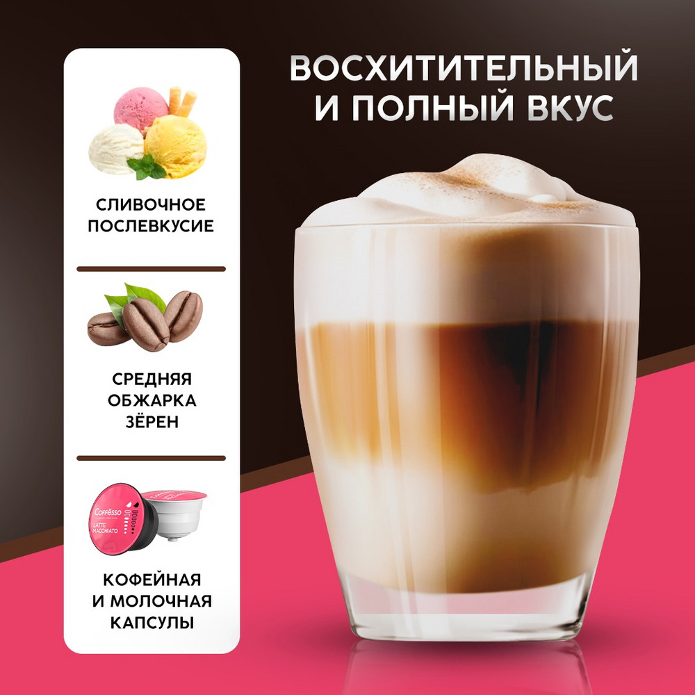 Кофе в капсулах Coffesso Latte Macchiato 180 г капсула - фото 8