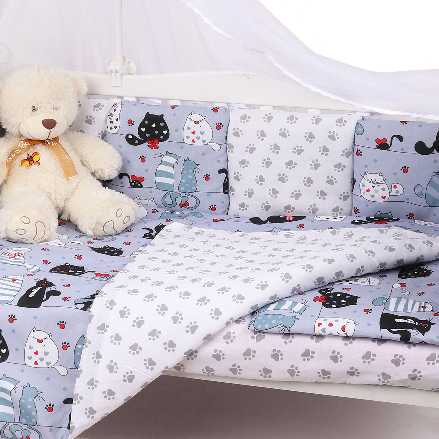 Комплект постельного белья Amarobaby Котики 4предмета Серый - фото 8