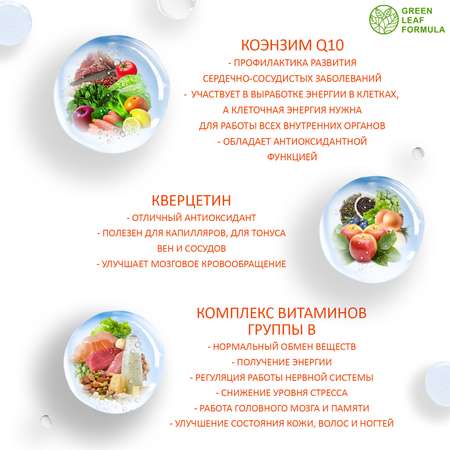 Набор Green Leaf Formula Коэнзим Q10 капсулы с биотином и Коллаген с витамином С для кожи и волос 120 капсул