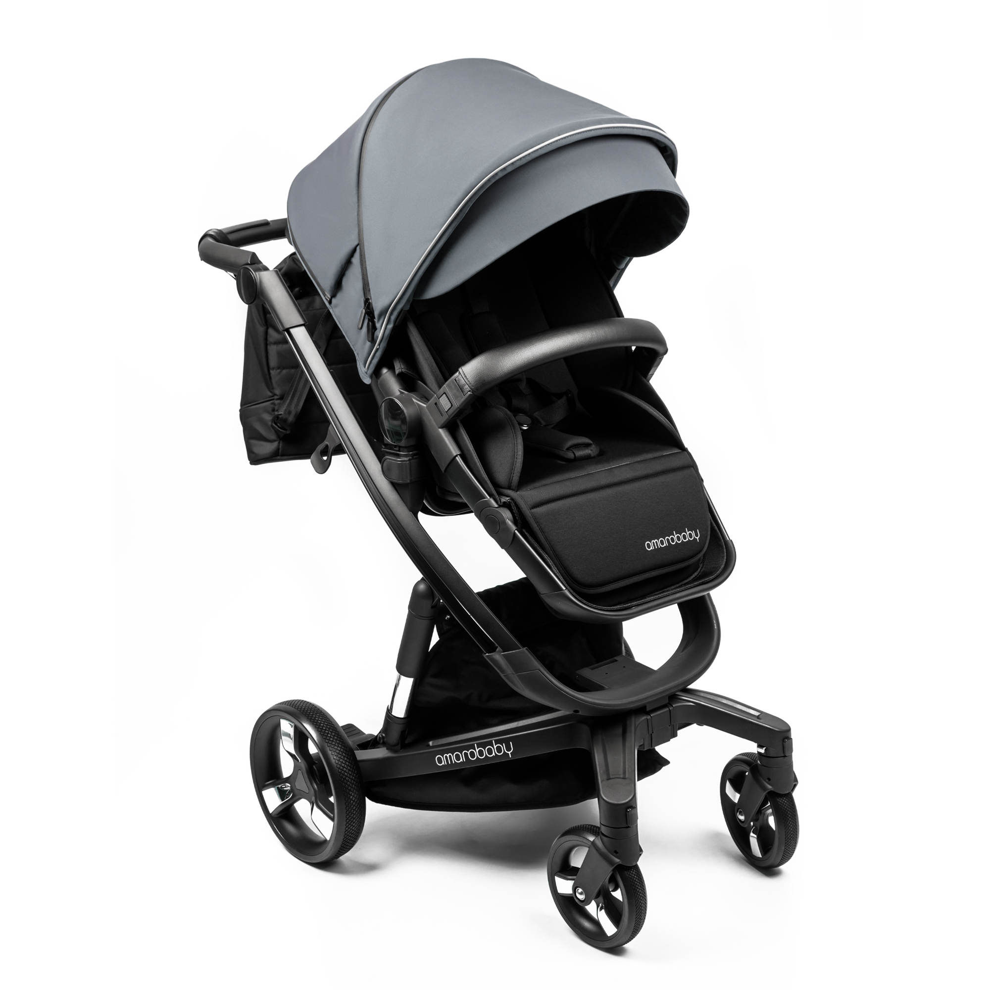 Коляска детская 2 в 1 AmaroBaby Tutum с Auta brake серый - фото 25