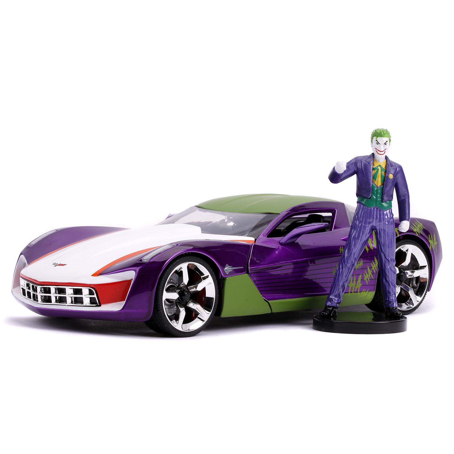 Машина Jada 1:24 Голливудские тачки Chevy Corvette Stingray Concept 2009 +фигурка Джокера 31199 31199 - фото 4