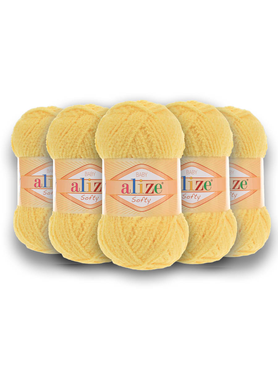 Пряжа для вязания Alize softy 50 гр 115 м микрополиэстер мягкая фантазийная 187 лимон 5 мотков - фото 4