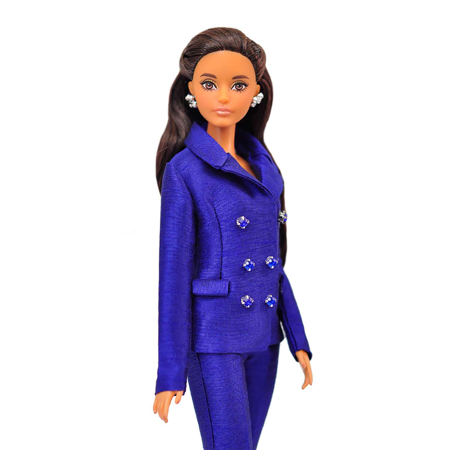 Шелковый брючный костюм Эленприв Синий для куклы 29 см типа Барби FA-011-01 - фото 4