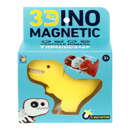 Сборная модель 1TOY 3Dino Magnetic Тираннозавр желтый