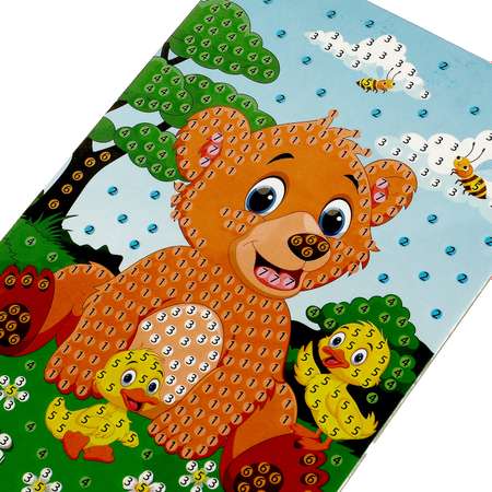 Набор для детского творчества МультиАРТ Алмазная мозаика медведик и птичка