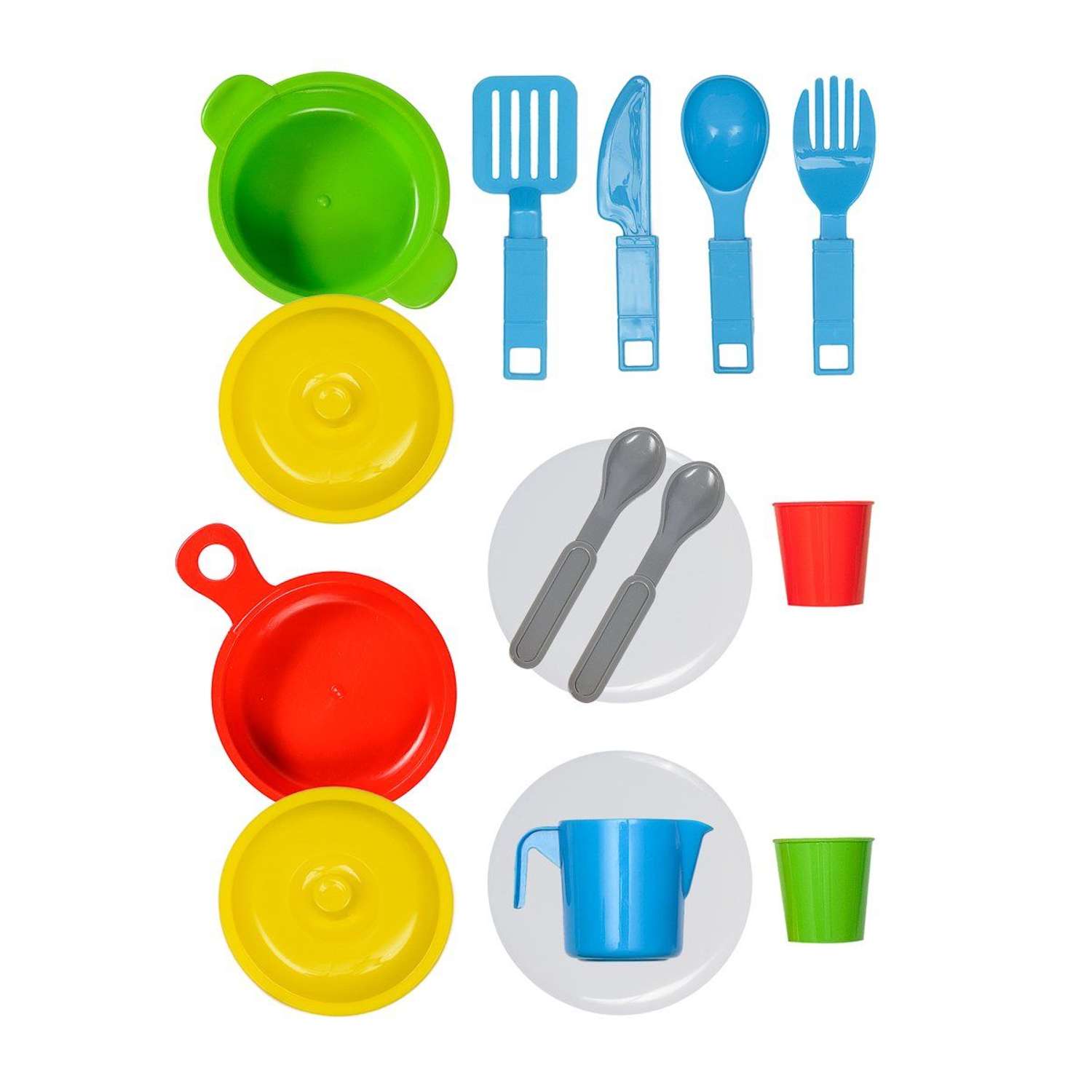 Игрушечная посуда детская Green Plast игровой набор для кухни 15 шт - фото 1