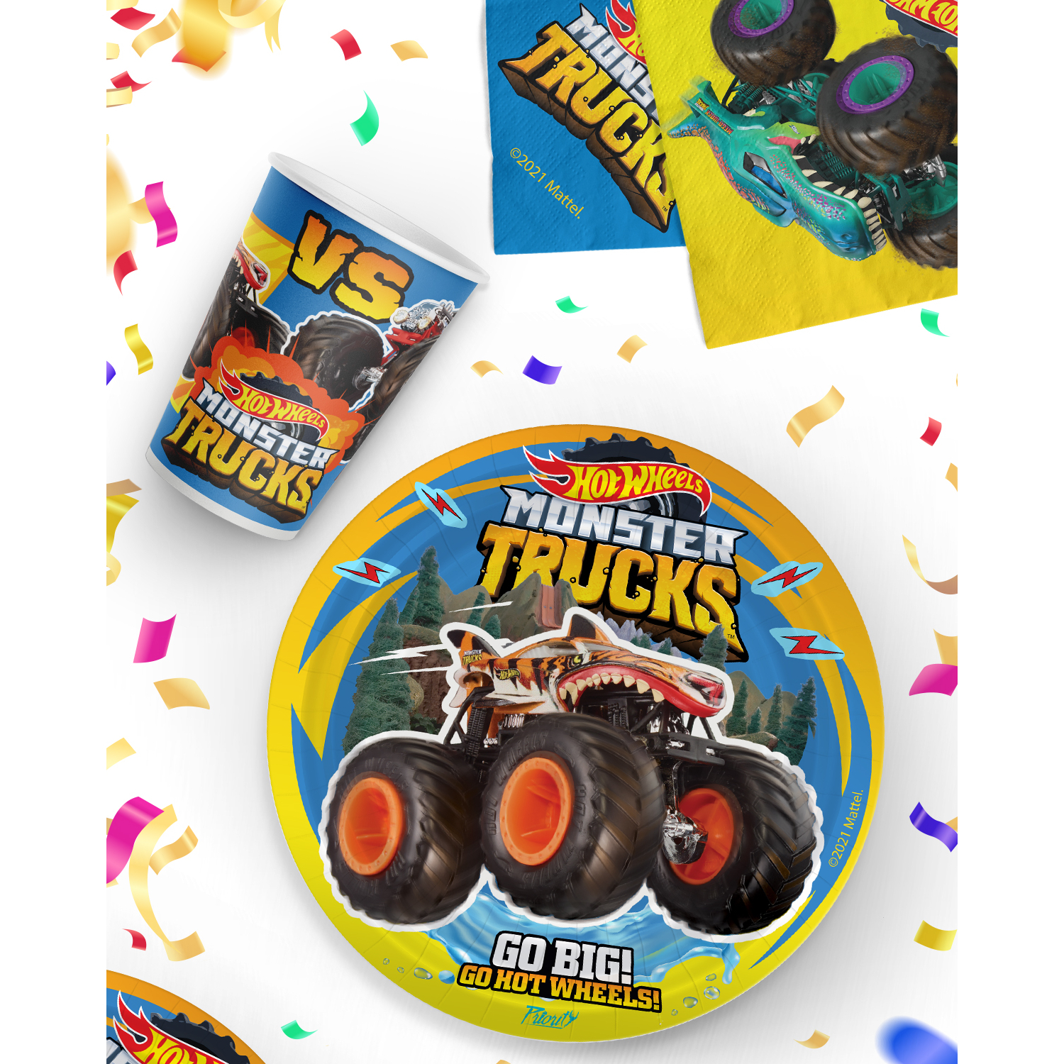 Набор бумажных стаканов PRIORITY для праздника Hot Wheels Monster Trucks 18 шт - фото 3