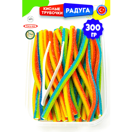 Кислые карандаши TAYAS Жевательный мармелад Damla вкус радуга 300г