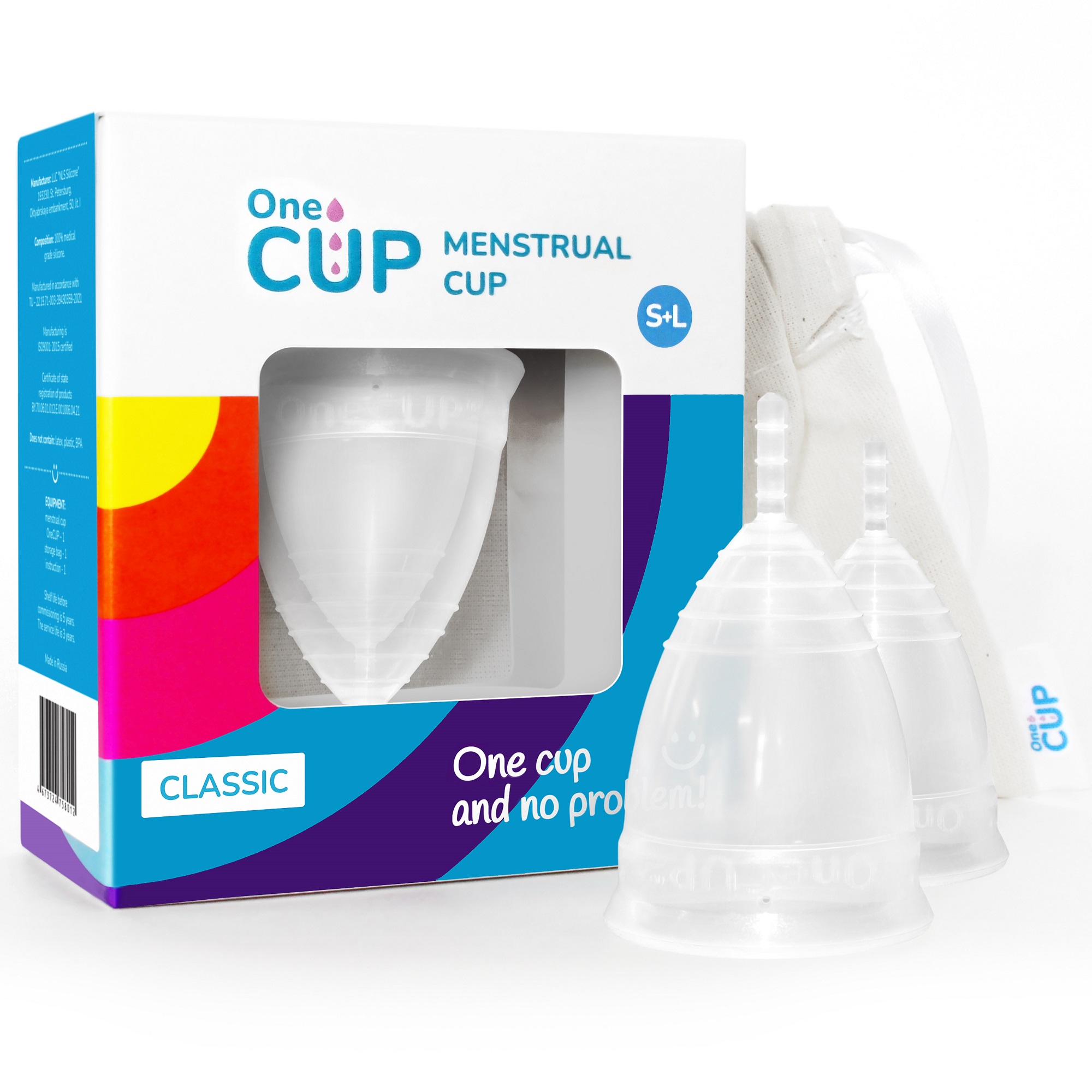 Набор менструальных чаш OneCUP Classic прозрачный размеры S и L - фото 1