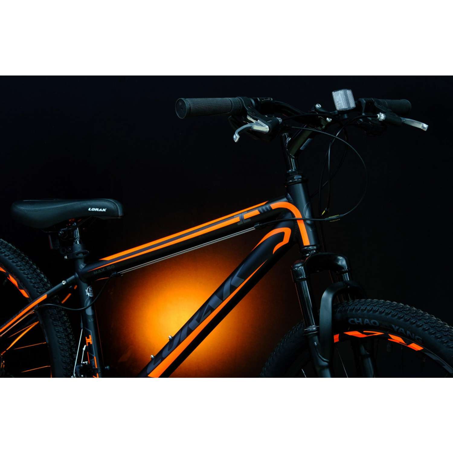 Велосипед горный Lorak Max 150 - 19р матовый чёрный/оранжевый - фото 6