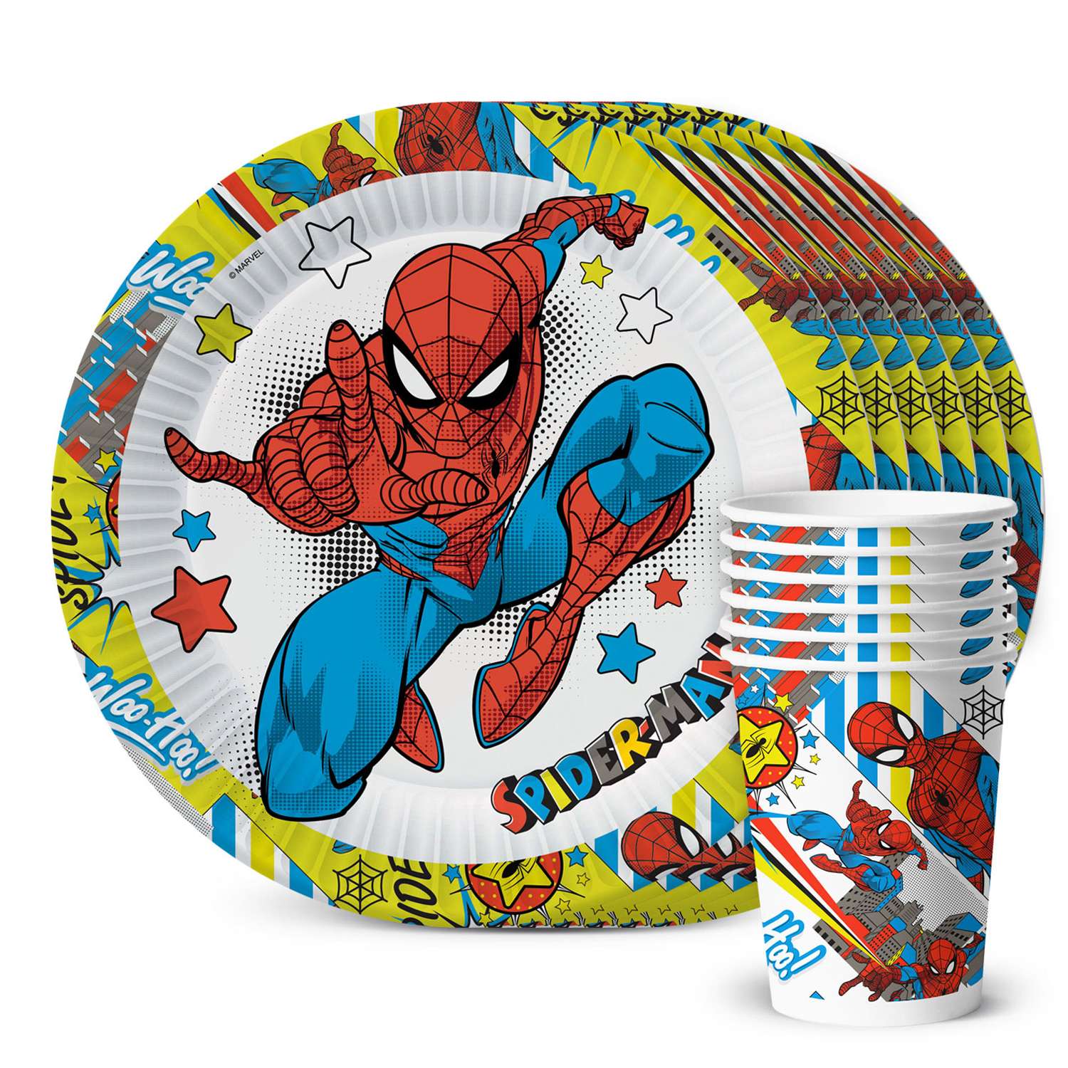 Набор одноразовой посуды ND PLAY Человек-паук стаканы 250мл 6шт тарелки 18см 6шт - фото 1