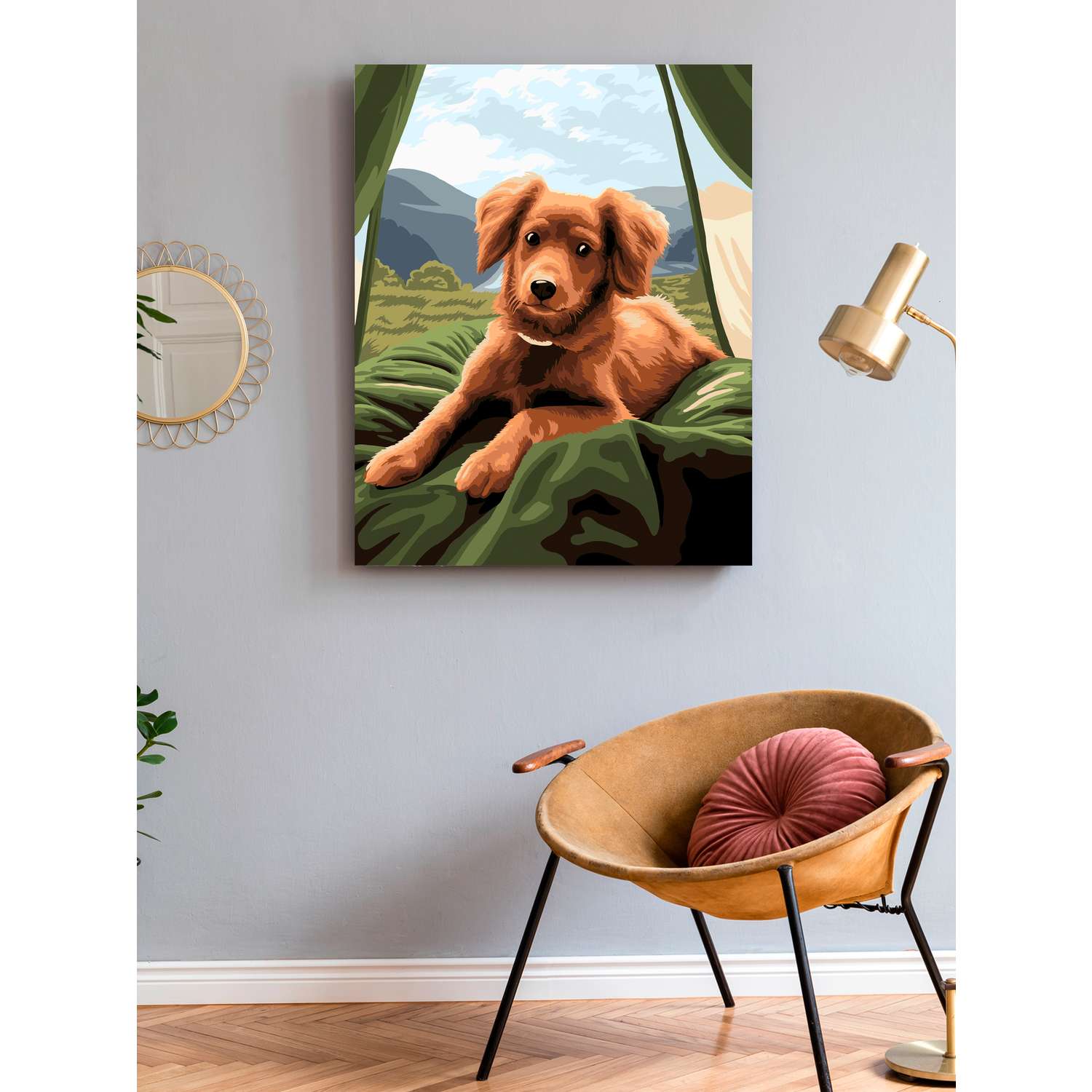 Картина по номерам Art on Canvas холст на подрамнике 40х50 см Собака в палатке - фото 3