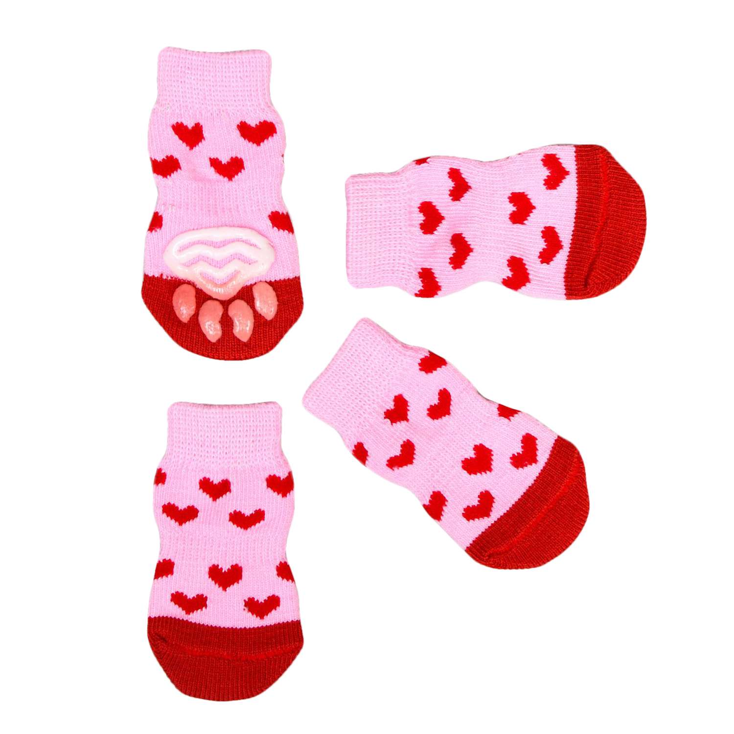 Носки Пижон «Сердечки» нескользящие размер L 4 шт розовые - фото 1