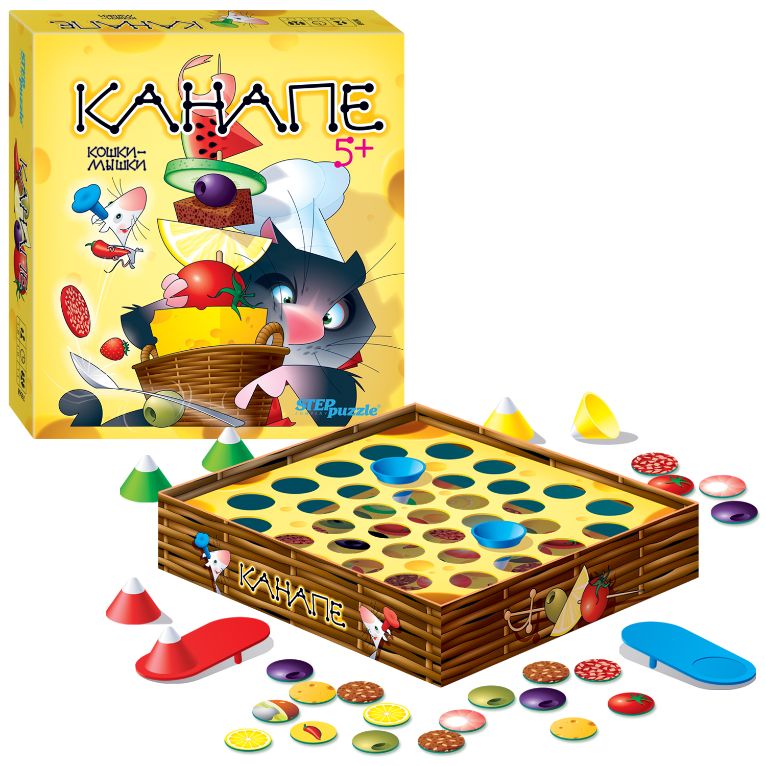 Игра настольная Step Puzzle Канапе (Кошки-мышки)