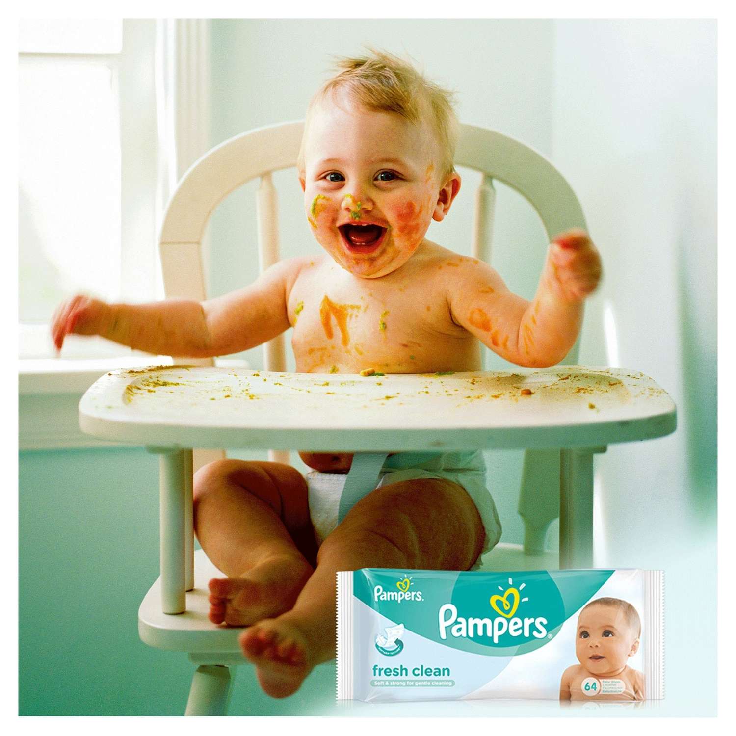 Салфетки Pampers Baby Fresh Clean, влажные сменный блок 64 шт в ассортименте - фото 11