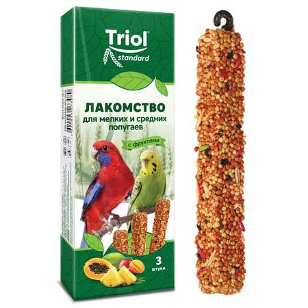 Лакомство для попугаев Triol 80г Standard мелких и средних с фруктами 3шт