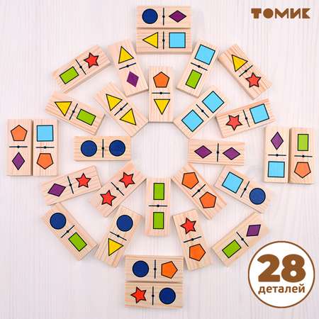Домино детское Томик настольная игра Геометрические фигуры 28 деталей 5655-1