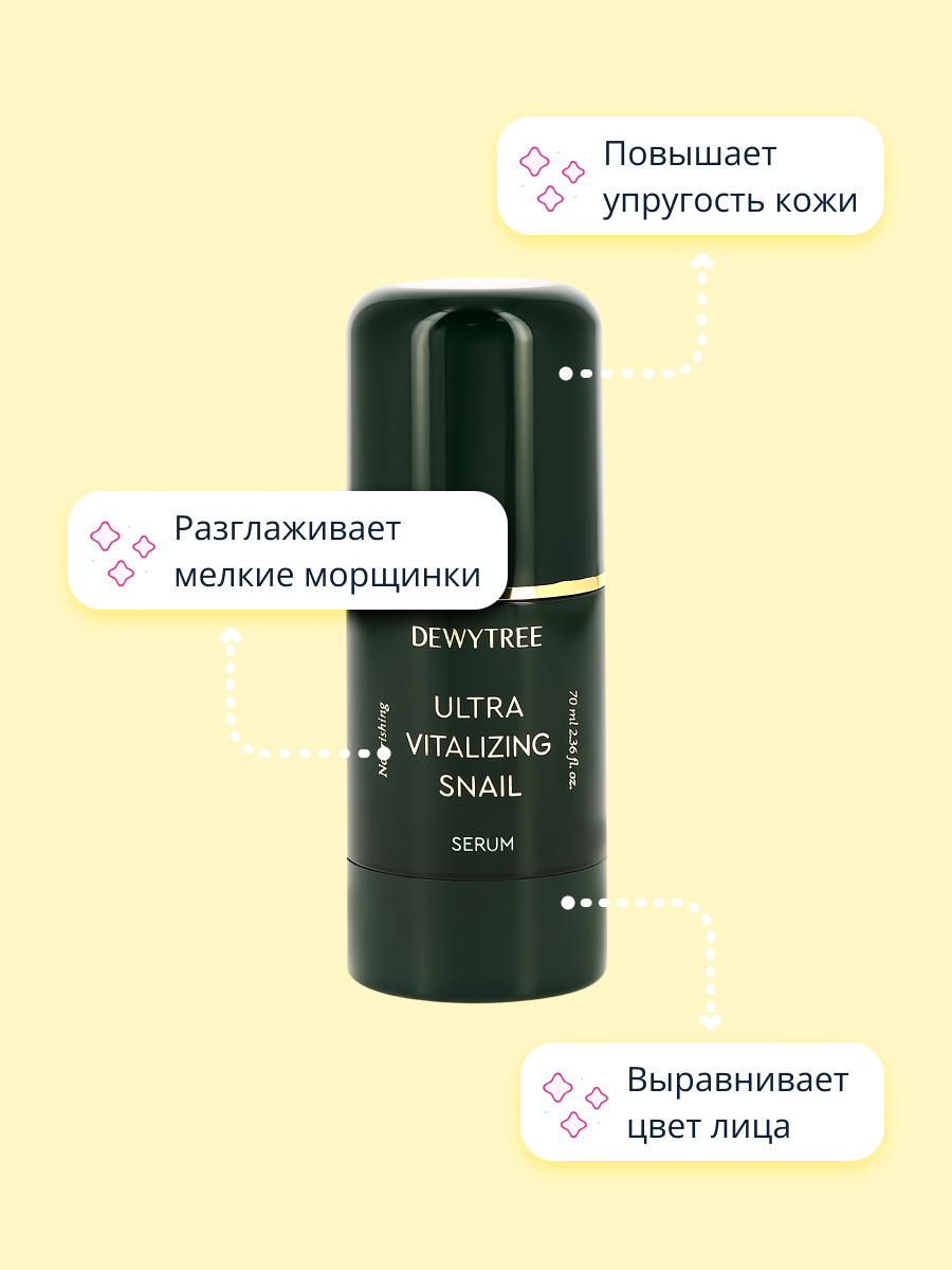 Сыворотка для лица DEWYTREE Ultra vitalizing с экстрактом секрета улитки 70 мл - фото 5