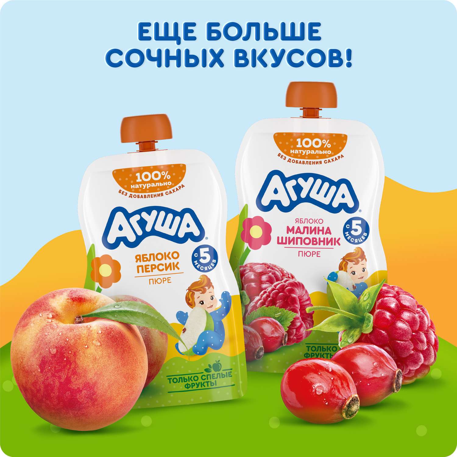 Пюре Агуша яблоко-груша-банан-манго 90г с 6месяцев - фото 6