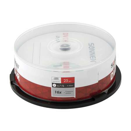 Диск для записи Sonnen DVD+R 4.7GB 16x Cake Box 25 шт