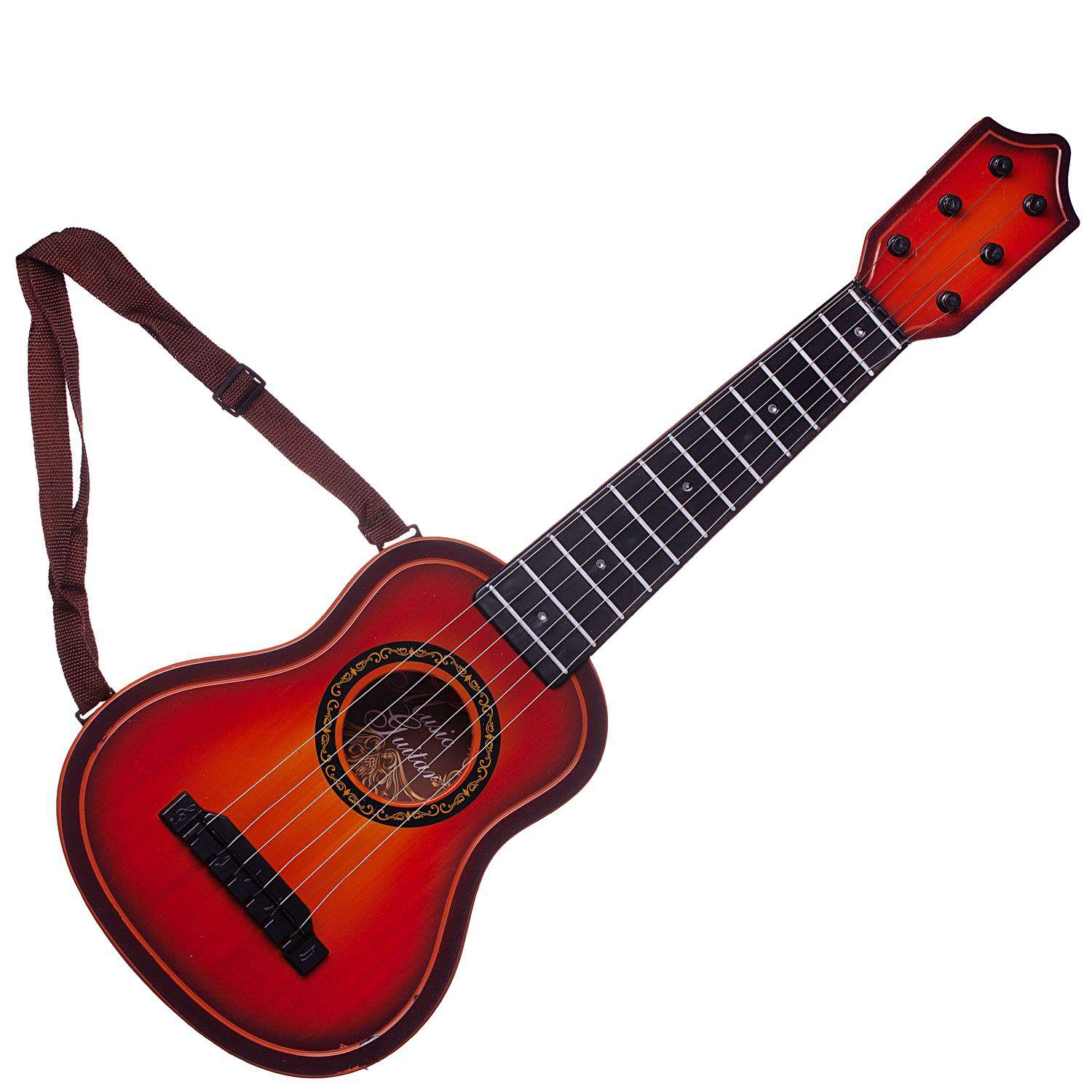 Детская гитара ABTOYS акустическая коричневая в чехле - фото 2