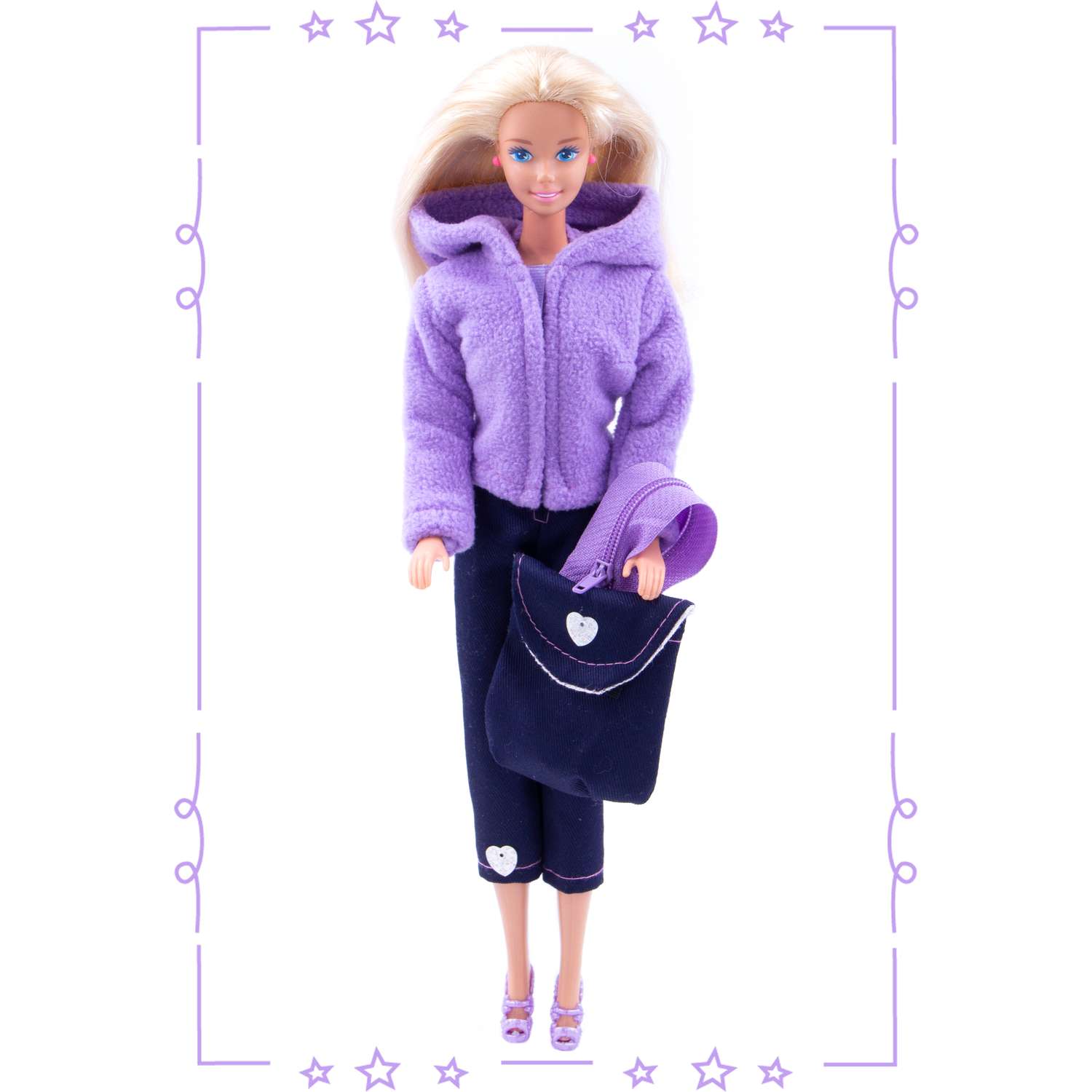 Набор одежды Модница для куклы 29 см: куртка штаны и рюкзак 9999сиреневый&amp;синий - фото 1