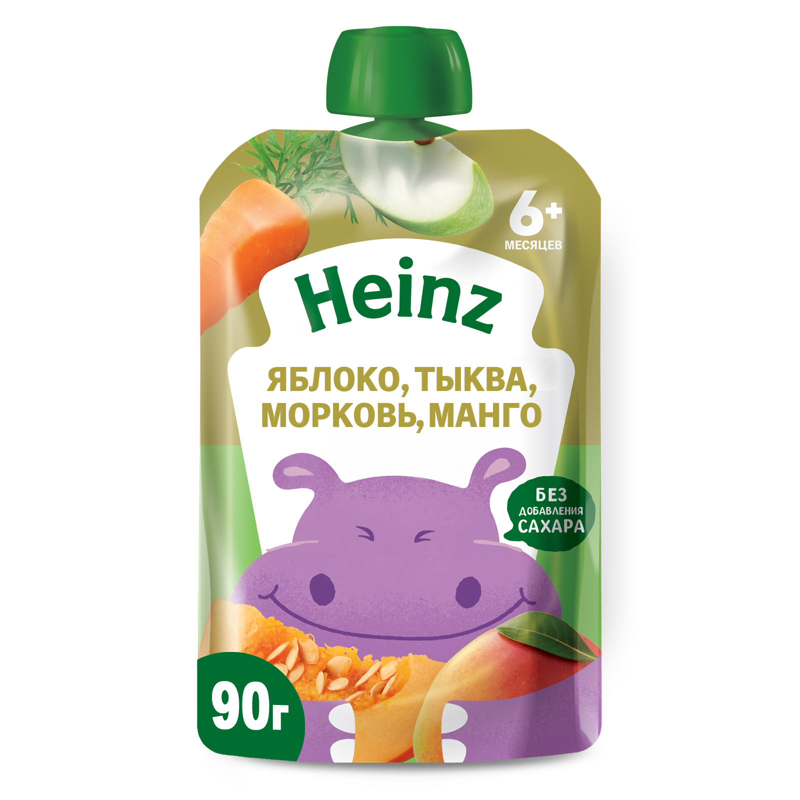 Пюре Heinz яблоко-тыква-морковь-манго 90г с 6месяцев - фото 1