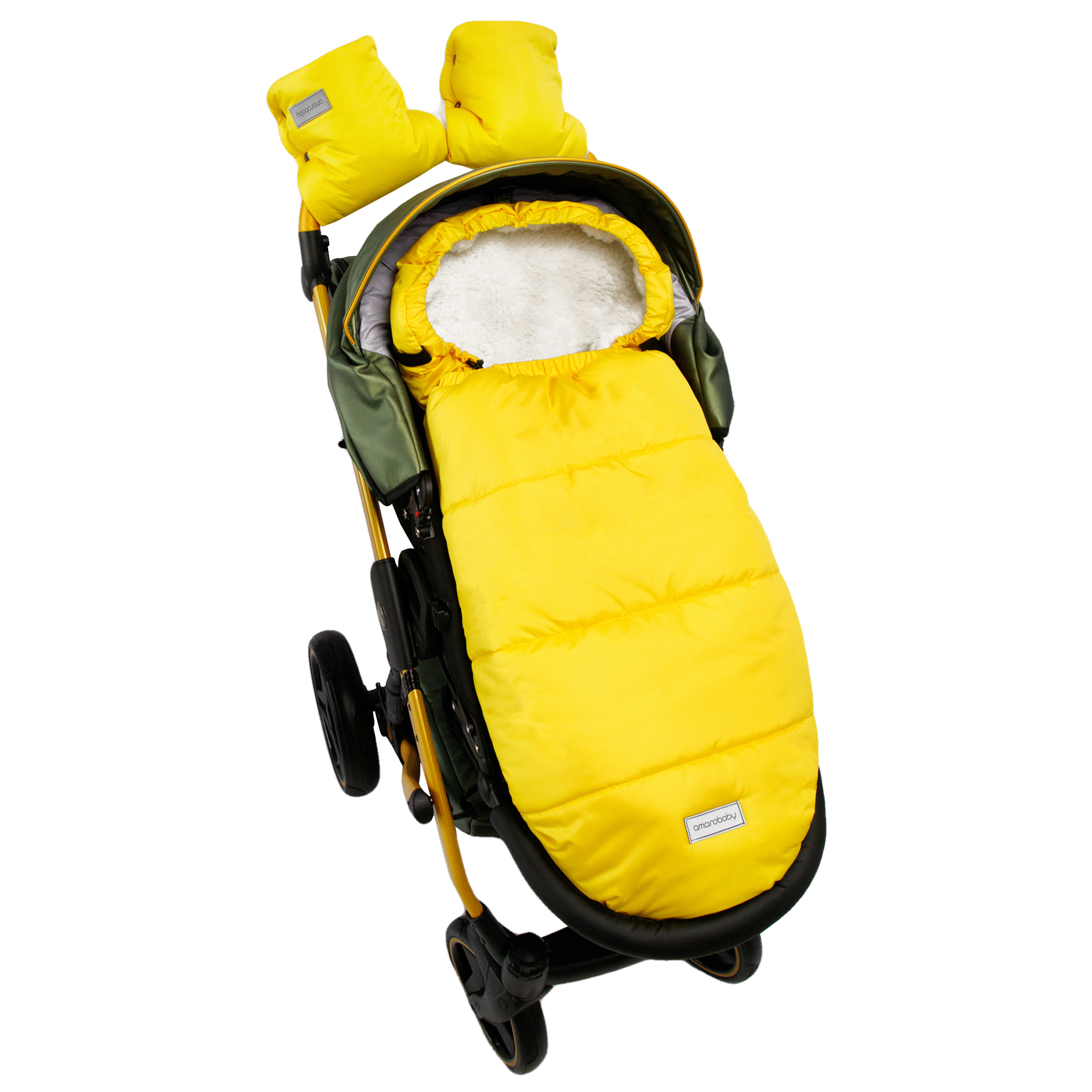 Муфты на ручку коляски AmaroBaby Snowy Travel желтый AMARO-6103-STZ - фото 5