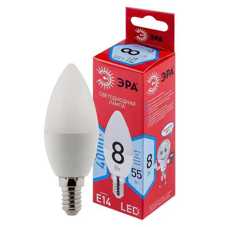 Лампочка светодиодная Эра Red Line LED B35-8W-840-E14 свеча нейтральный белый свет