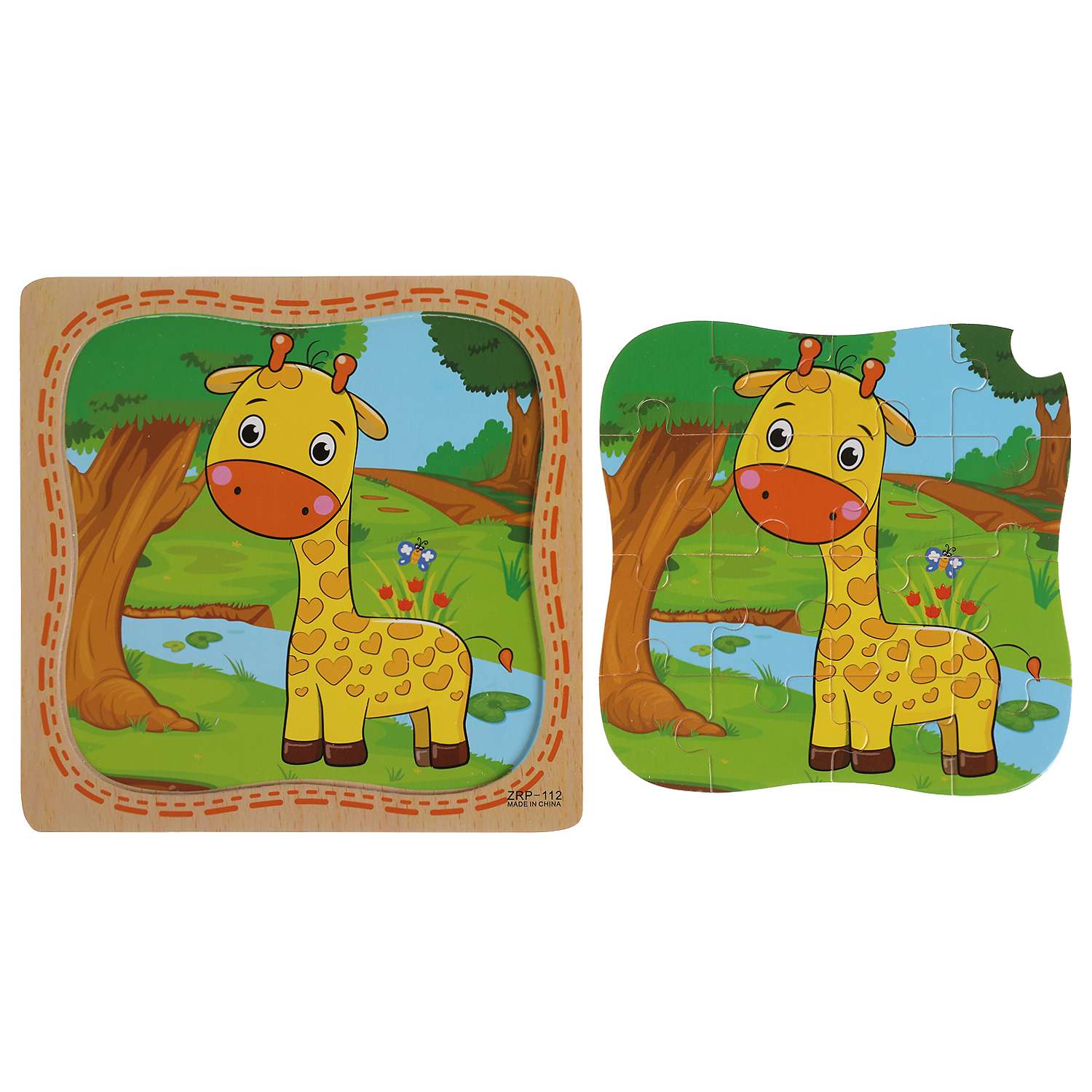 Игрушка деревянная Буратино Пазл жираф - фото 2