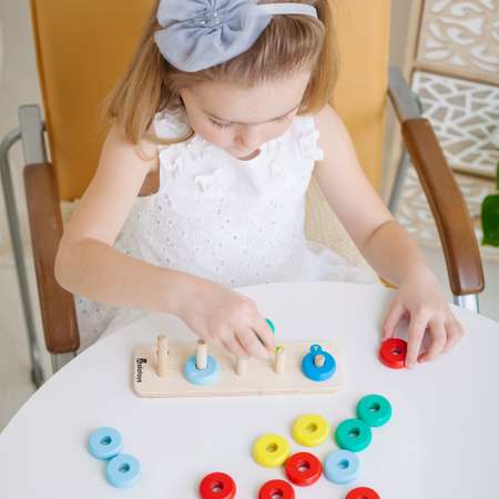 Пирамидка счеты Алатойс развивающая деревянная игрушка для малышей Монтессори