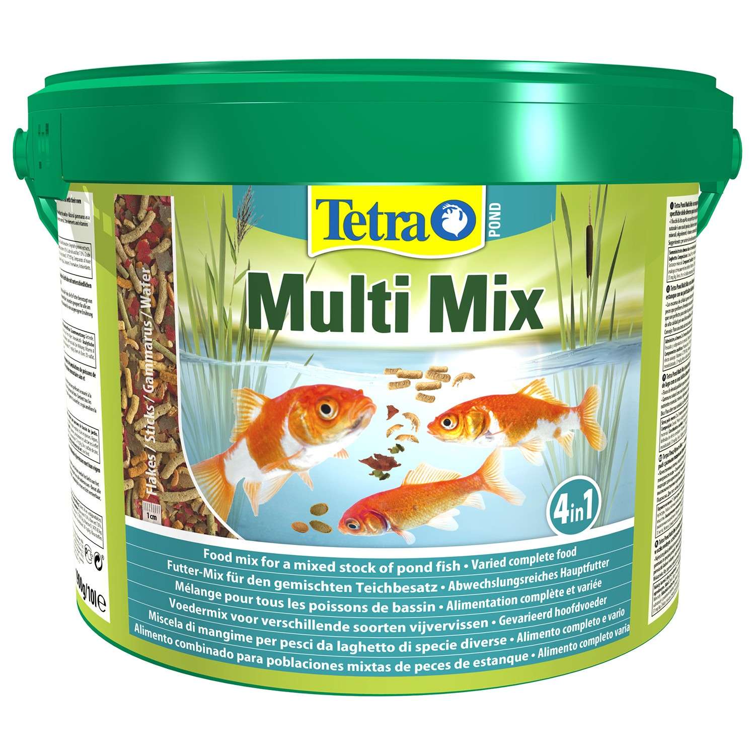 Корм для рыб Tetra 10л Pond MultiMix для прудовых рыб (гранулы, хлопья, таблетки, гаммарус) - фото 1