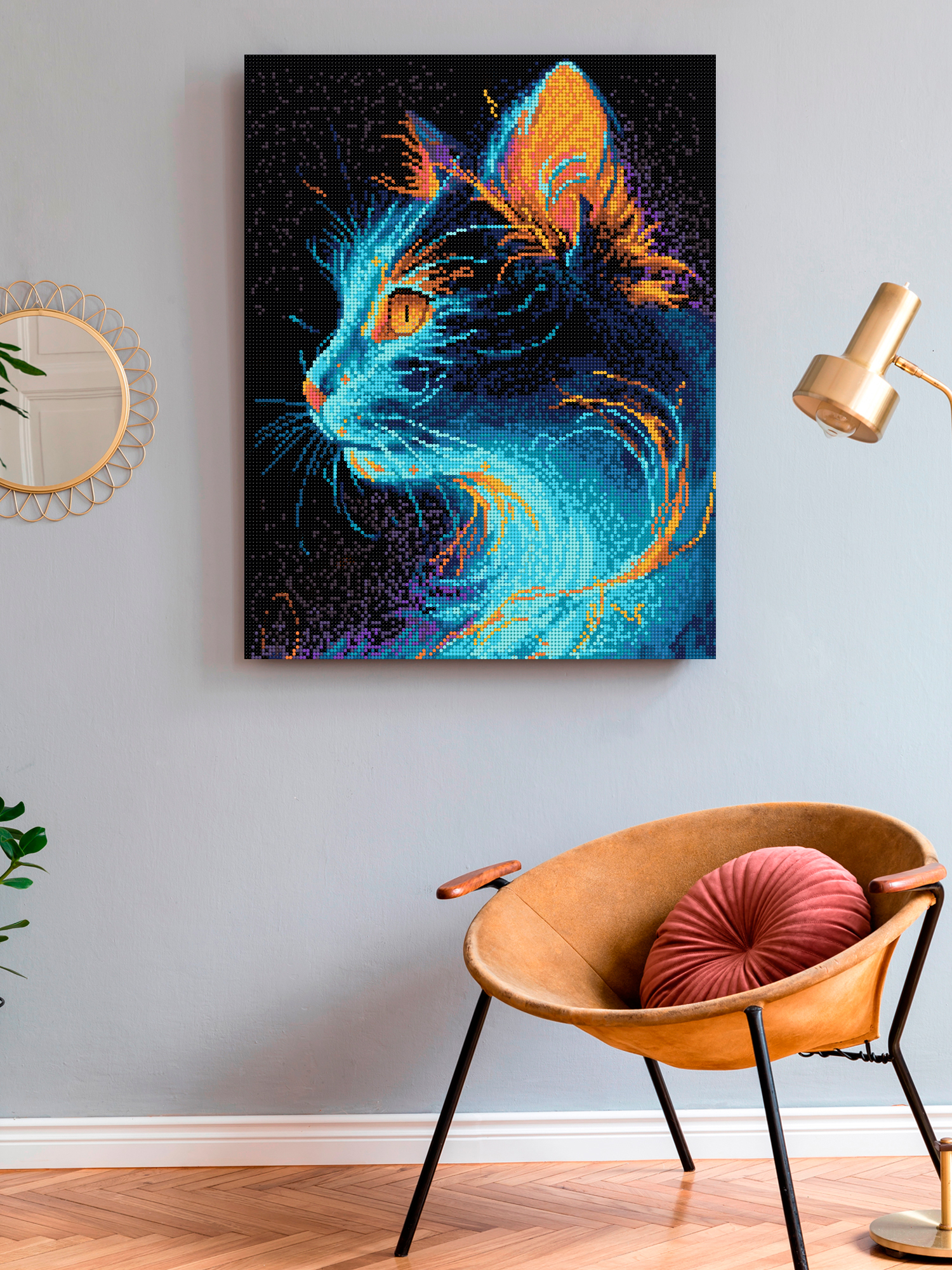 Алмазная мозаика Art on Canvas холст на деревянном подрамнике 40х50 см Магический кот - фото 3