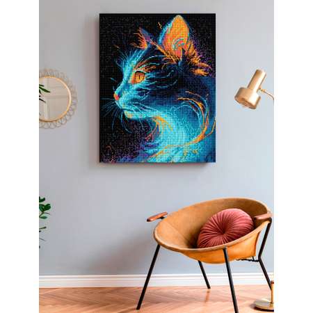 Алмазная мозаика Art on Canvas холст на деревянном подрамнике 40х50 см Магический кот