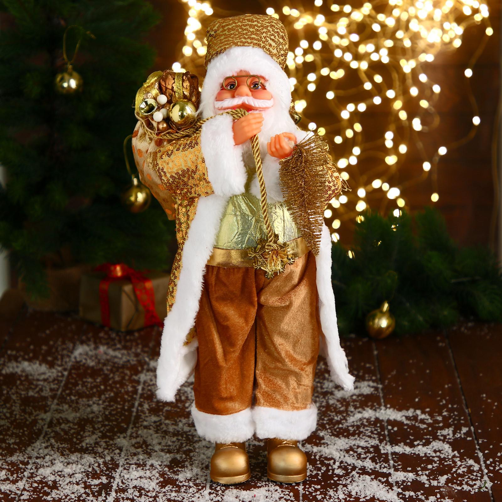 Дед мороз Зимнее волшебство «В золотом костюме с ёлочкой и подарками» 23х45 см - фото 5