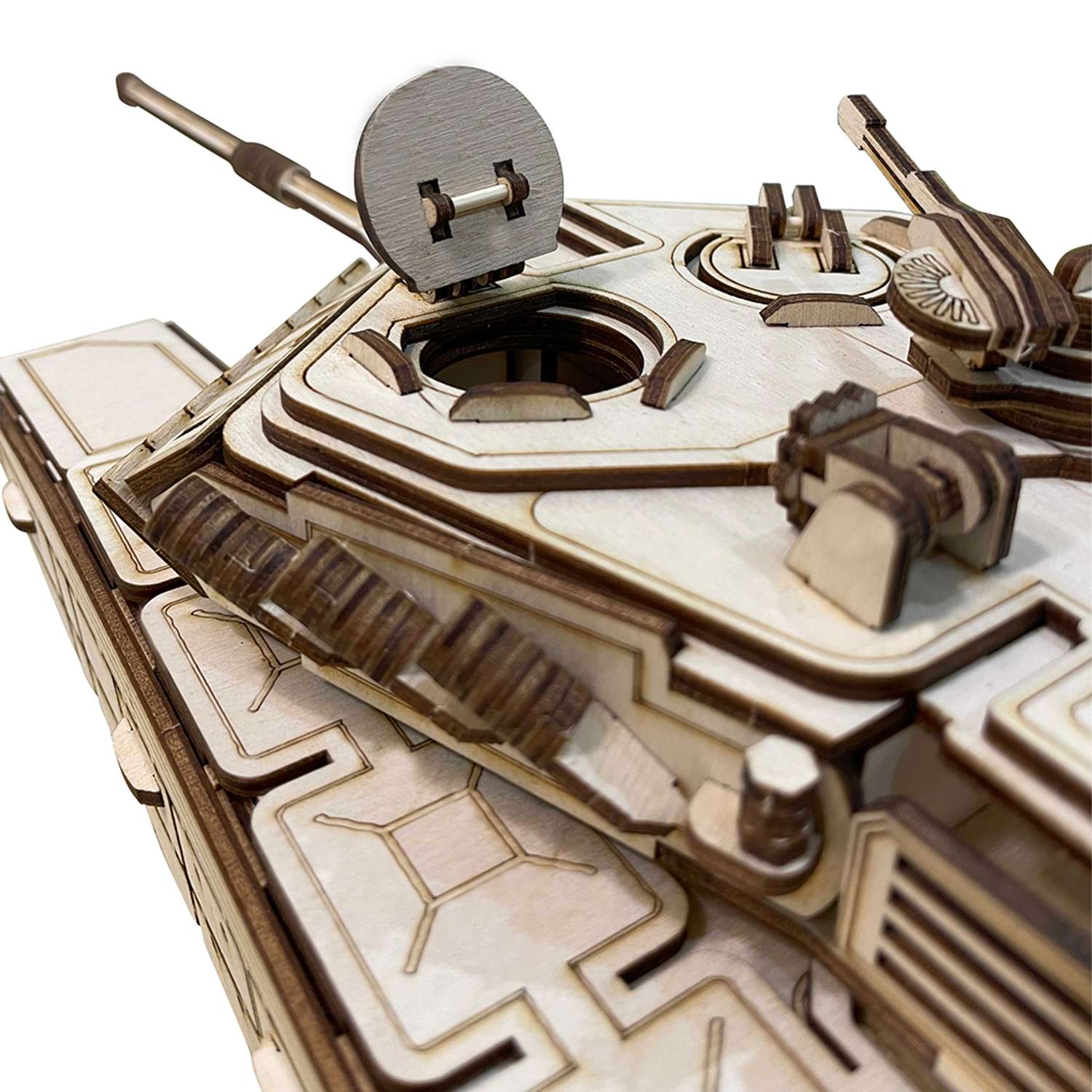 Деревянный конструктор ViromToys Сборная модель военный Танк подвижный - фото 3