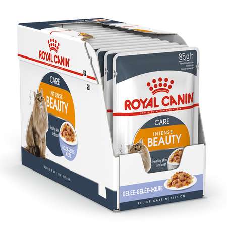 Корм влажный для кошек ROYAL CANIN Intense beauty 85г желе для поддержания красоты шерсти пауч 77849