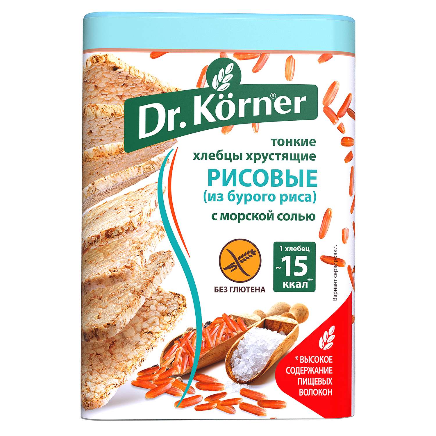 Хлебцы Dr. Korner рисовые из бурого риса с морской солью без глютена 100г - фото 1