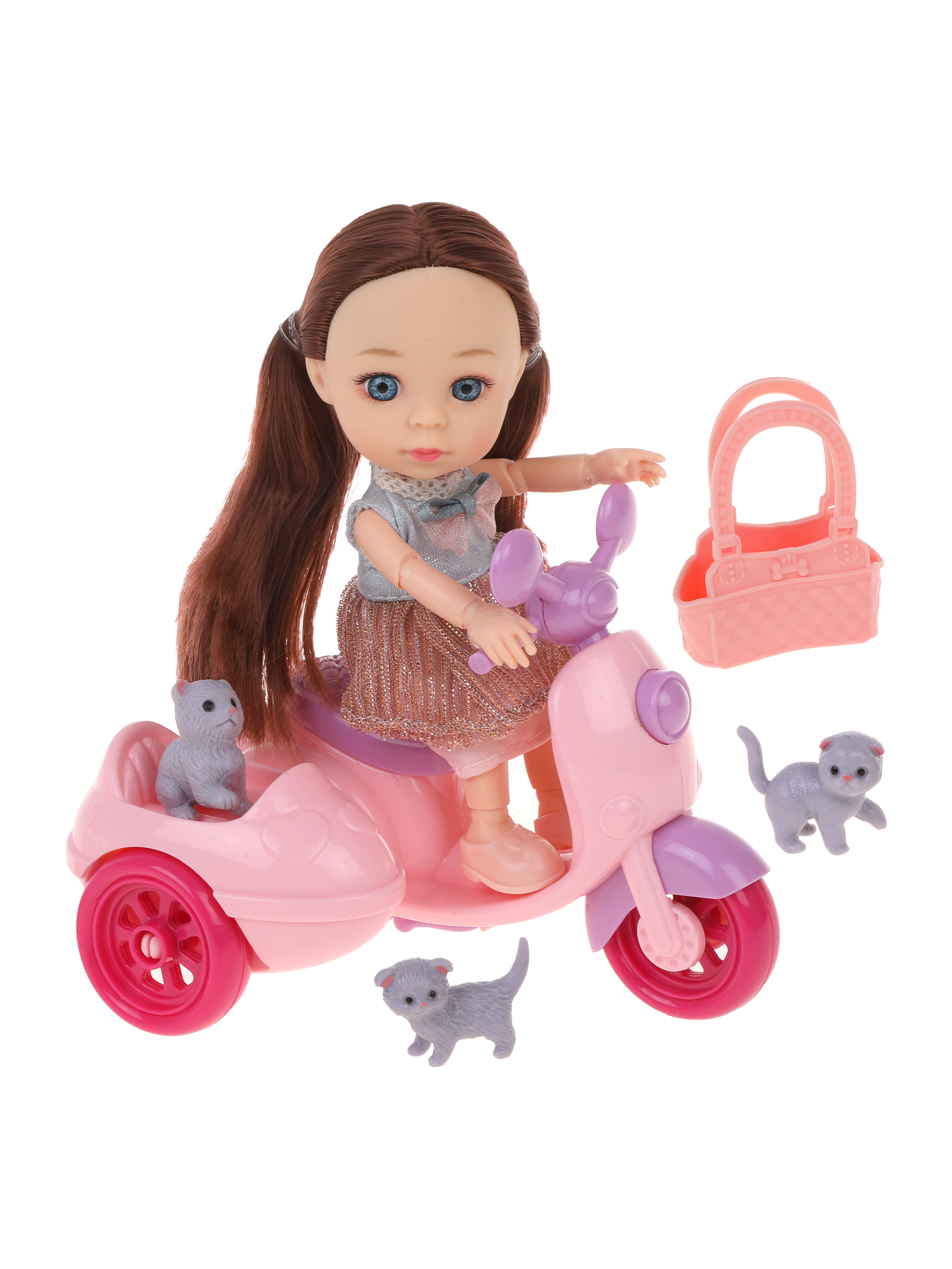 Кукла для девочки Наша Игрушка шарнирная котята и мотоцикл 803605 - фото 2